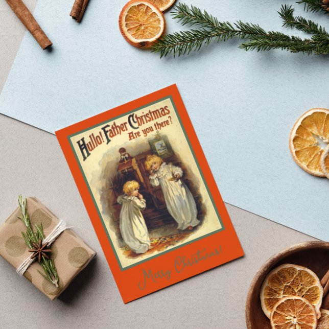 Vintage Themed Christmas Greeting Babies Phone Holiday Card (Creator Uploaded)