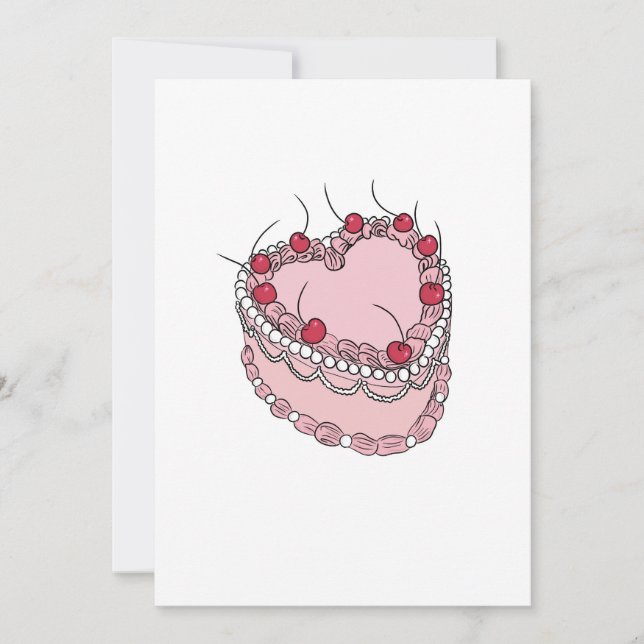 Vintage themed heart cake invitation (Front)