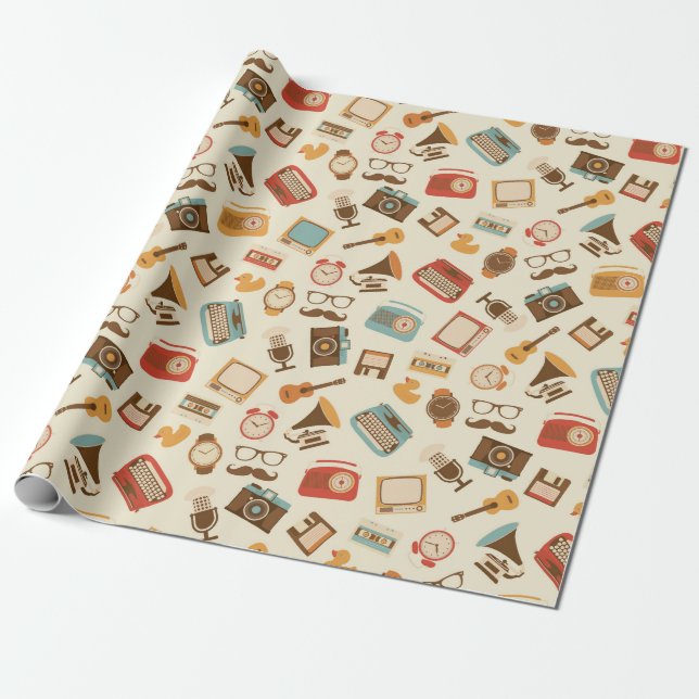Vintage Themed Wrapping Paper (Unrolled)