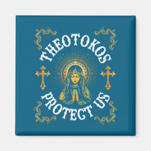 Vintage Theotokos Protect Us Orthodox Christian Ho Magnet