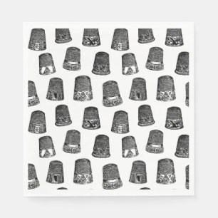 Vintage Thimbles Sewing Themed CUSTOM BG COLOR Napkin