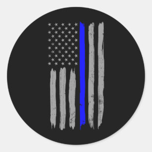 Vintage Thin Blue Line Shirt Police Support Usa Fl Classic Round Sticker