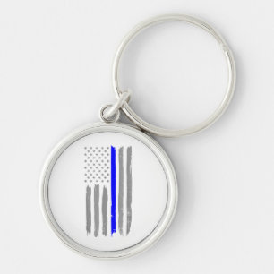 Vintage Thin Blue Line Shirt Police Support USA Fl Key Ring