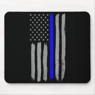 Vintage Thin Blue Line Shirt Police Support USA Fl Mouse Mat