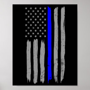 Vintage Thin Blue Line Shirt Police Support Usa Fl Poster
