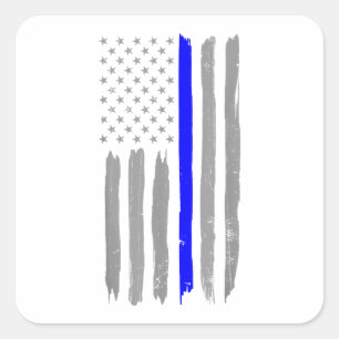 Vintage Thin Blue Line Shirt Police Support USA Fl Square Sticker