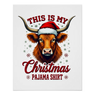 Vintage This Is My Christmas Pajama Shirt Highland Poster