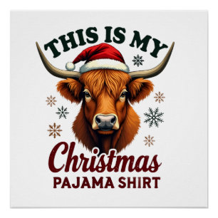 Vintage This Is My Christmas Pajama Shirt Highland Poster
