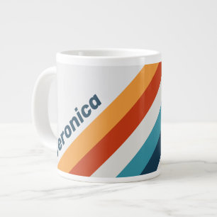 Vintage Thistle Stripes with Name Large Coffee Mug