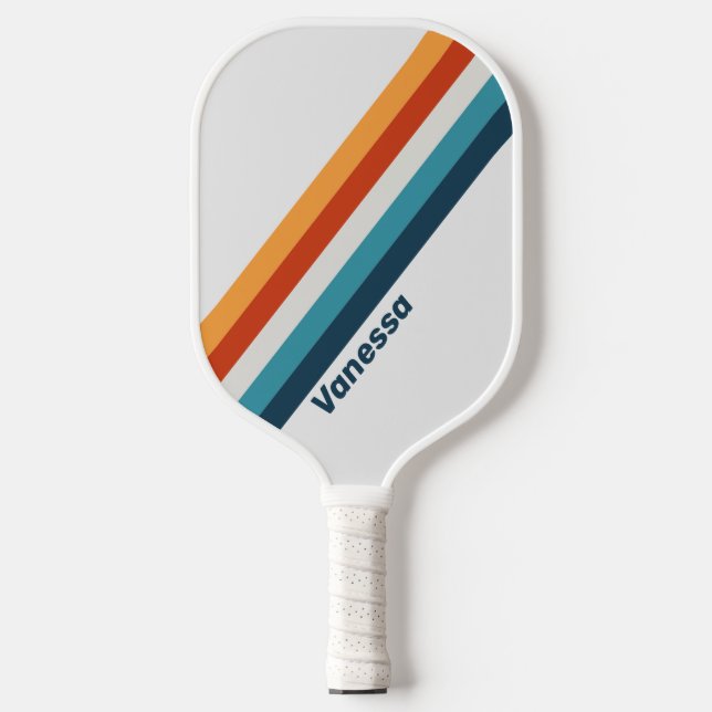 Vintage Thistle Stripes with Name Pickleball Paddle (Front)