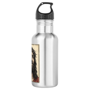 Vintage Thorn Crown Religious Portrait Vector Art_ 532 Ml Water Bottle