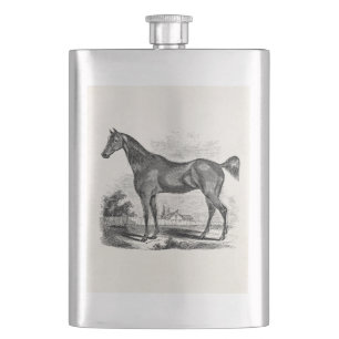 Vintage Thoroughbred Horse Equestrian Personalised Hip Flask