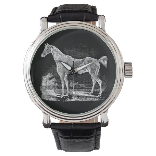 Vintage Thoroughbred Horse Equestrian Personalised Watch (Front)