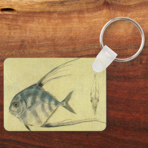 Vintage Threadfin Trevally, African Pompano Fish Key Ring