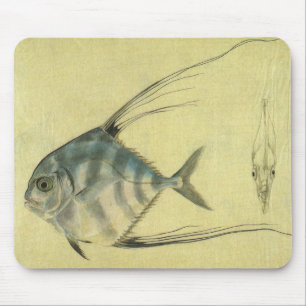 Vintage Threadfin Trevally, African Pompano Fish Mouse Mat