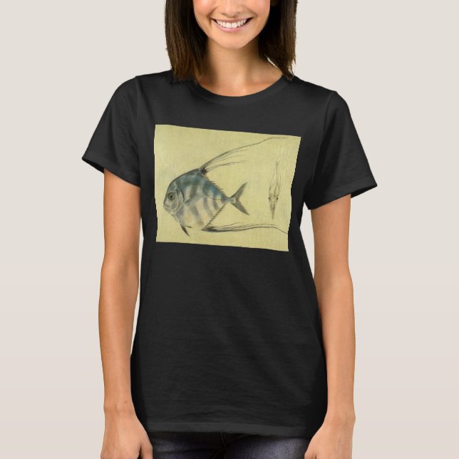 Vintage Threadfin Trevally, African Pompano Fish T-Shirt (Front)
