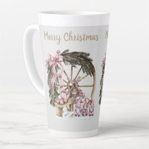 Vintage Three Gnomes and Wagon Wheel  Latte Mug