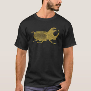 Vintage Three Horned Rhinoceros Beetle Gold Insect T-Shirt
