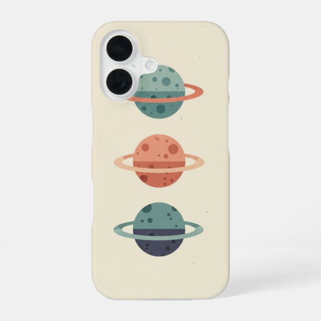 Vintage Three Ringed Moons iPhone 16 Case (Back)