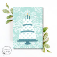 Vintage Three Tiered Birthday Cake in Aqua