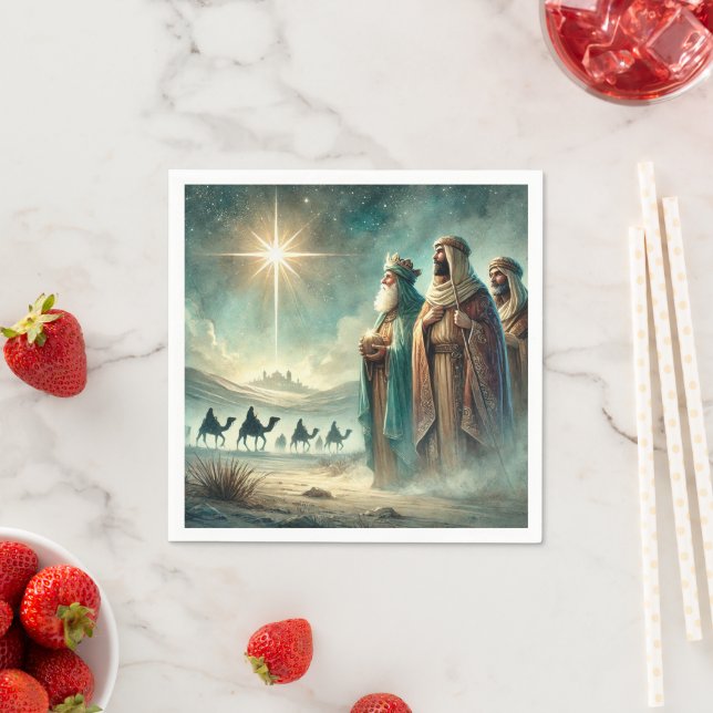 Vintage Three Wise Men Nativity Decoupage Napkin (Insitu)