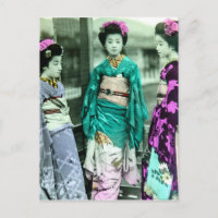 Vintage Three Young Geisha in Old Japan