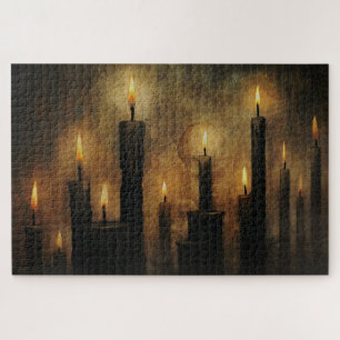 Vintage Thrilling Halloween Black Candles, Ritual Jigsaw Puzzle