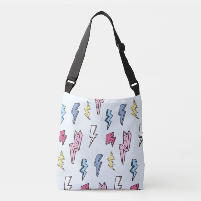 Vintage Thunder Seamless Illustration Crossbody Bag (Front)