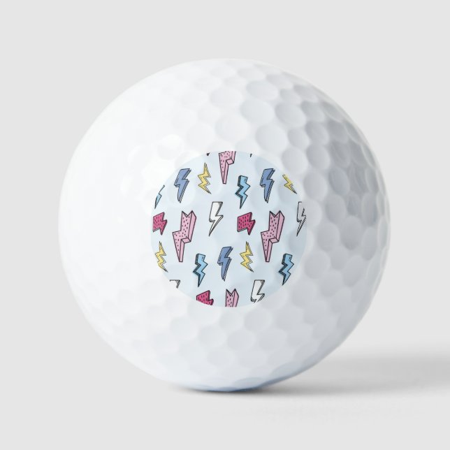 Vintage Thunder Seamless Illustration Golf Balls (Front)