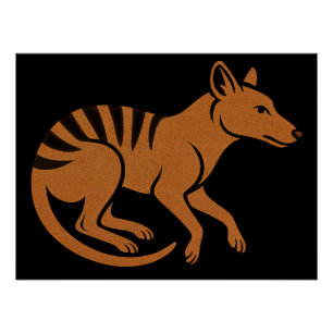 Vintage Thylacine Typography Design Poster