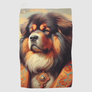 Vintage Tibetan Mastiff Dog Painting Golf Towel