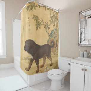 Vintage Tibetan Mastiff Imperial Chinese Art Shower Curtain