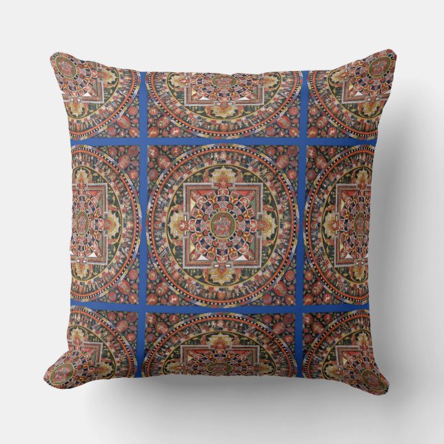 Vintage Tibetan Tantric Buddhism Mandala Cushion (Front)