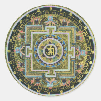 Vintage Tibetan Tantric Buddhism Mandala Thangka Classic Round Sticker