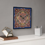 Vintage Tibetan Tantric Buddhism Mandala Wall Deco Square Wall Clock<br><div class="desc">Vintage Tibetan Tantric Buddhism Mandala Design. Makes a beautiful,  meaningful,  blissful gift for buddhists. You can customise the background colour(black) to whatever colour you like.</div>