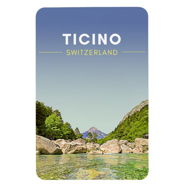 Vintage Ticino Switzerland Travel Magnet (Vertical)