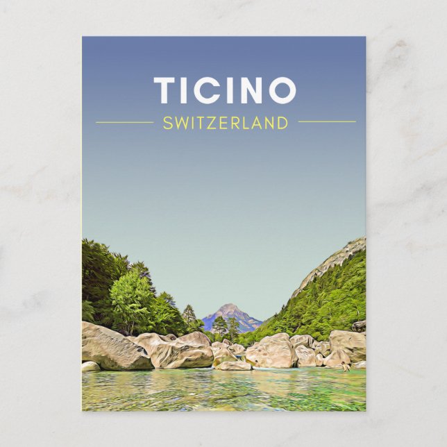 Vintage Ticino Switzerland Travel Postcard (Front)