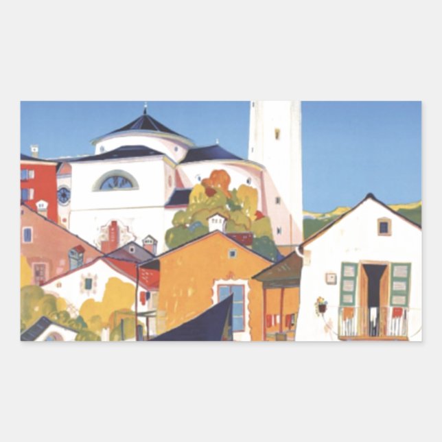 Vintage Ticino Tessin Canton Switzerland Rectangular Sticker (Front)