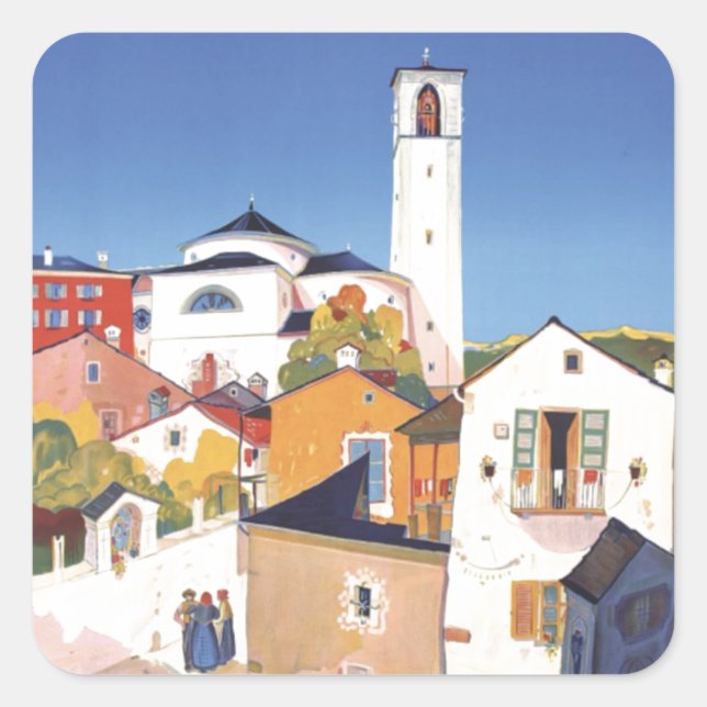 Vintage Ticino Tessin Canton Switzerland Square Sticker (Front)