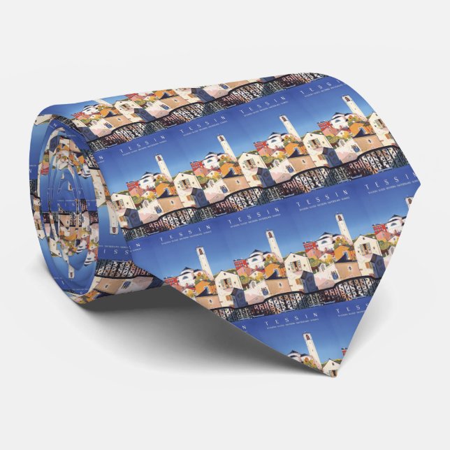 Vintage Ticino Tessin Canton Switzerland Tie (Rolled)