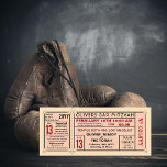 Vintage Ticket Boxing Gloves Bar Mitzvah Red Invitation<br><div class="desc">An antique inspired ticket for a bar or bat mitzvah now with boxing gloves. Rsvp - contact information on removable stub and back as well for legibility. Most text is customisable, you can change the colour and the backer colour. Click "Customise It" and use the swatches on the right to...</div>