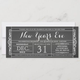 Vintage Ticket New Year's Eve Party Invitations