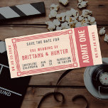 Vintage Ticket Save the Date<br><div class="desc">Vintage inspired ticket as wedding save the date or wedding invitation.  red and Beige. more paper options available.</div>