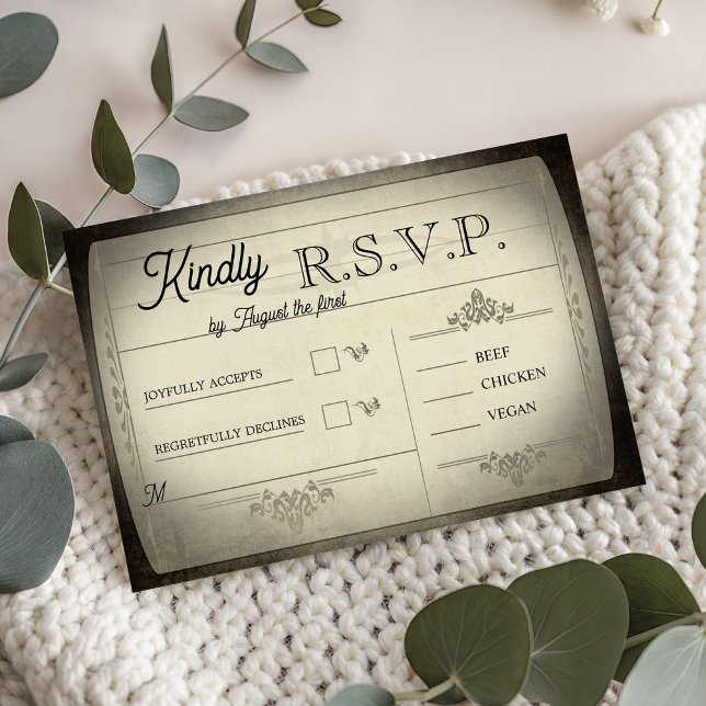 Vintage Ticket Style Wedding RSVP Card (Vintage Ticket Style Wedding RSVP)
