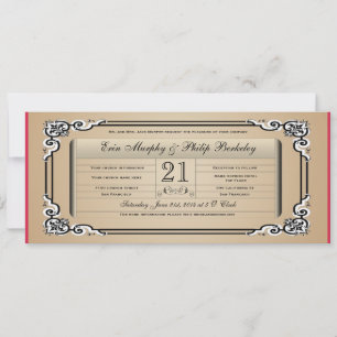 Vintage Ticket Wedding invitation