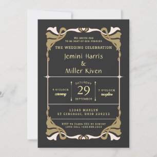 Vintage Ticket Wedding Invitation