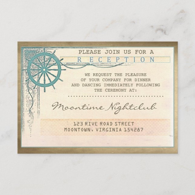 vintage ticket wedding old nautical reception card (Front)