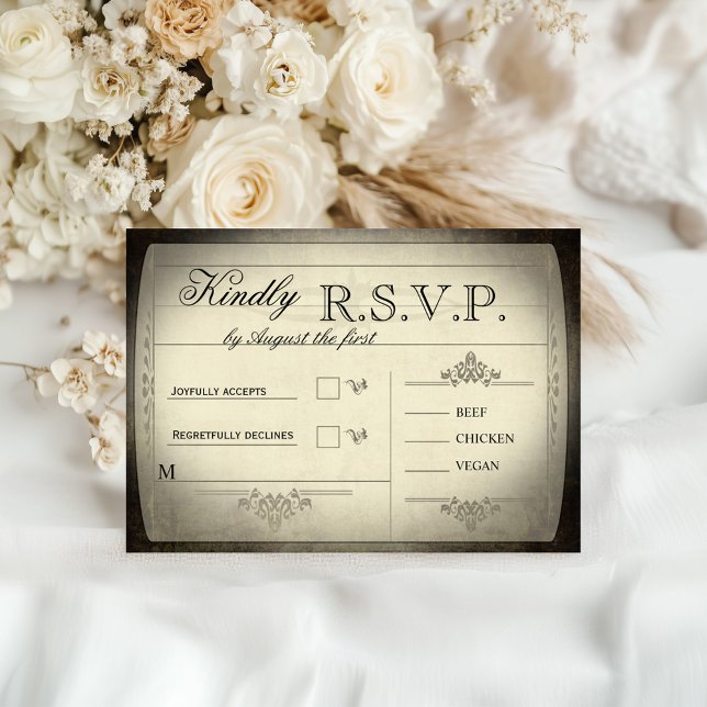 Vintage Ticket Wedding RSVP (Vintage Ticket Wedding RSVP Front and Back)