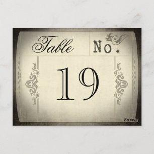 Vintage Ticket Wedding Table Numbers Postcard