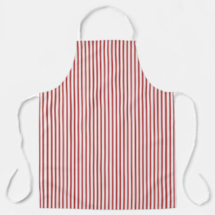 Vintage Ticking Stripe Pattern Red White Bakers Apron